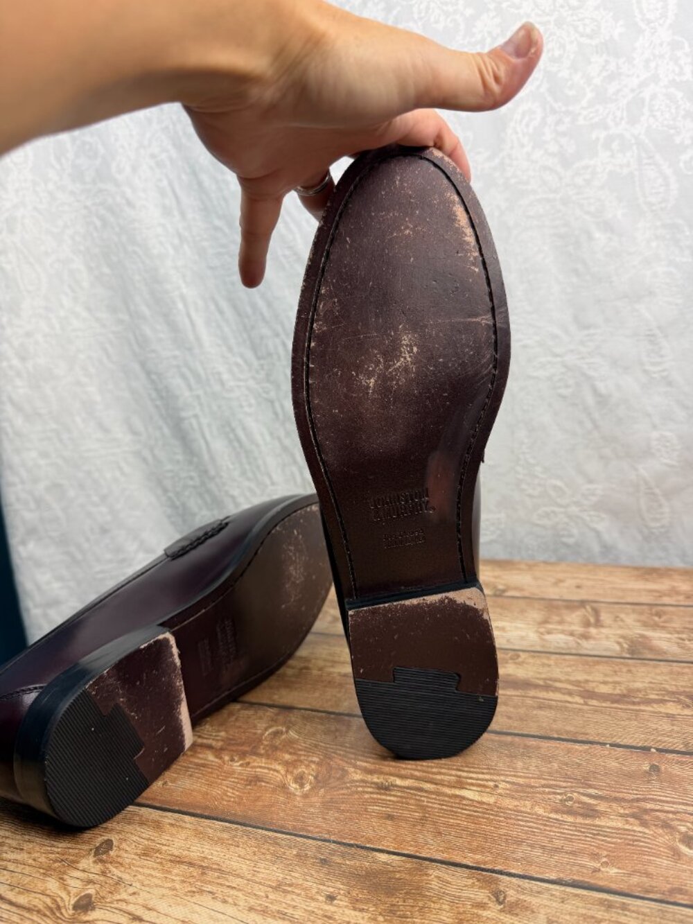 Johnston & Murphy Men’s Penny Loafers Burgundy Leather Size 13 - Picture 10 of 11